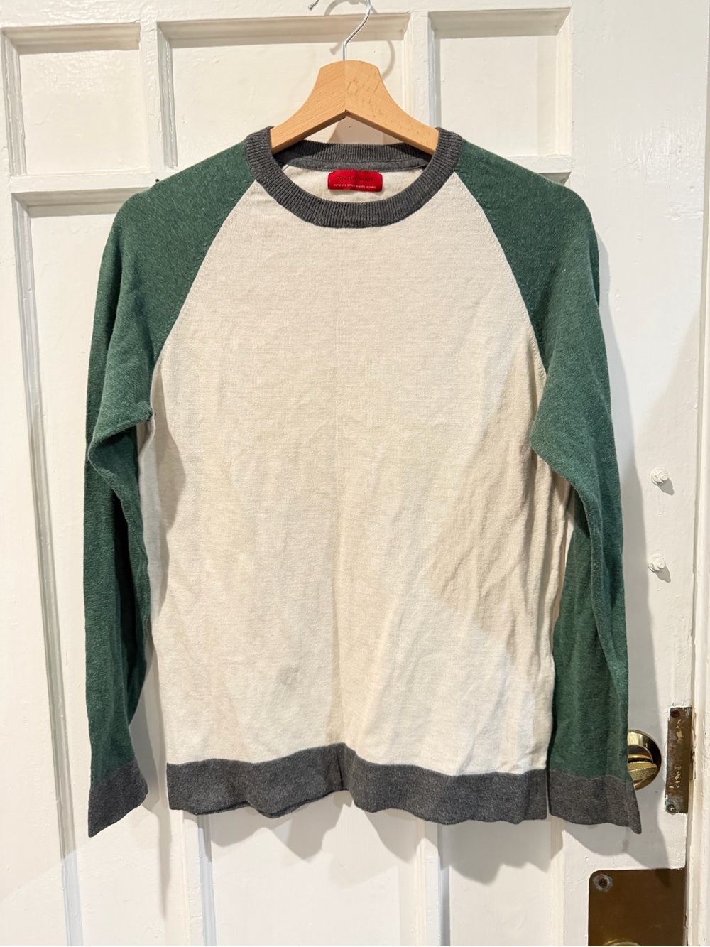 Zara Man Cream Sweater with Charcoal Trim